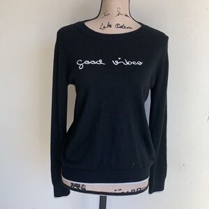 Rachel Zoe Good Vibes Black and White Crewneck Sweater